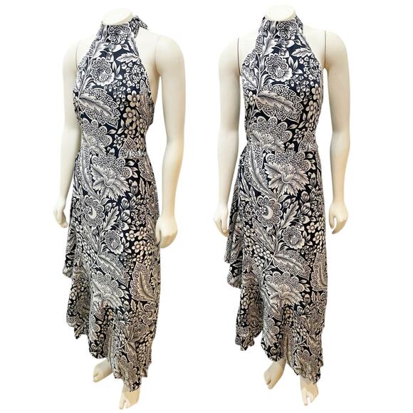 J.Crew Collection halter-tie cupro-blend dress in classic floral print Sz 16 - Picture 3 of 14